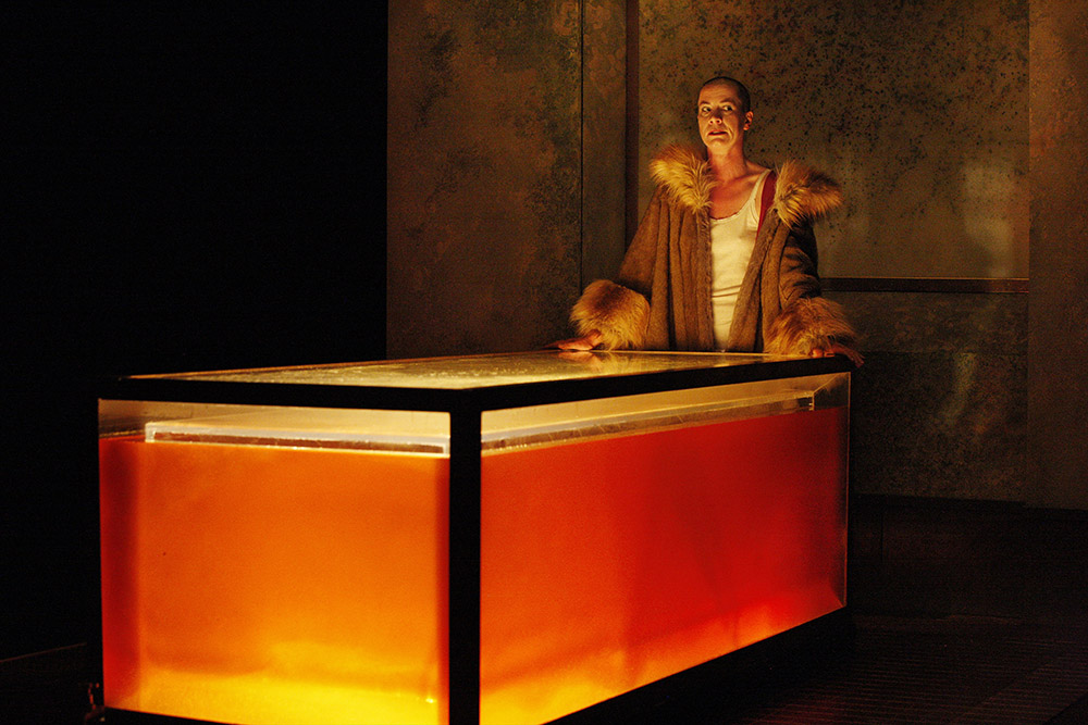 Production still for Sappho...In Nine Fragments. Jane Montgomery Griffiths as Sappho. Photographer: Jeff Busby