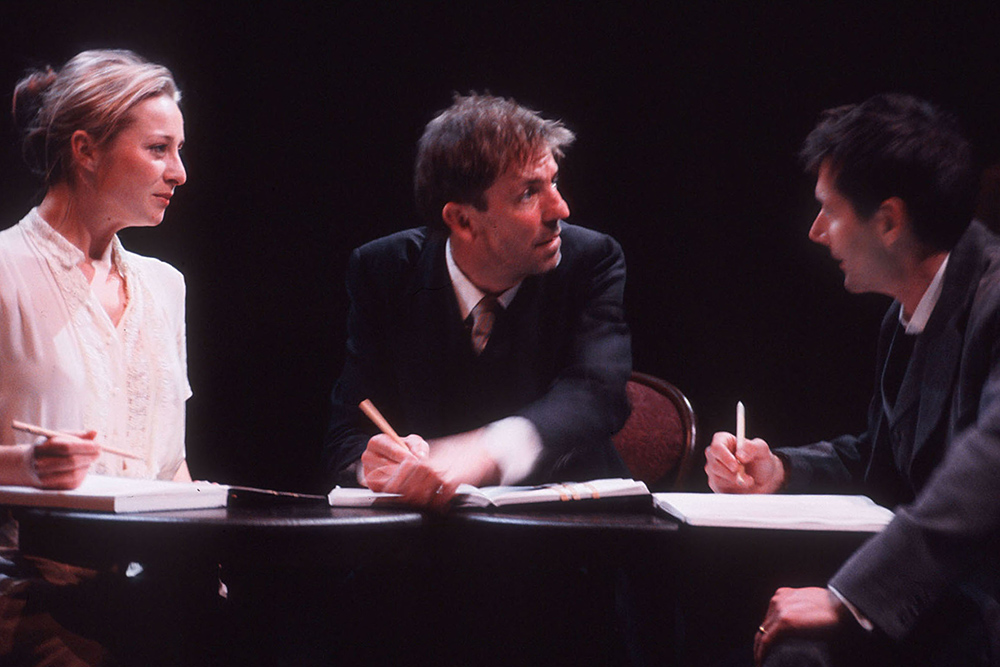 Production still for 2003 season of "The Ishmael Club". L-R: Asher Keddie as Ruby Lind, Robert Menzies as Norman Lindsay, Brett Climo as Will Dyson. Photographer: Ponch Hawkes 