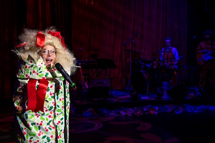 Production photography from F**k Christmas (2024). Photographer: Gregory Lorenzutti. In photograph: Nicci Wilks