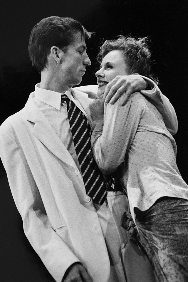 Production still for "The Language of the Gods". L-R: Robert Menzies as Peter Braak, Alison Whyte as Alice Braak. Photographer: Jeff Busby