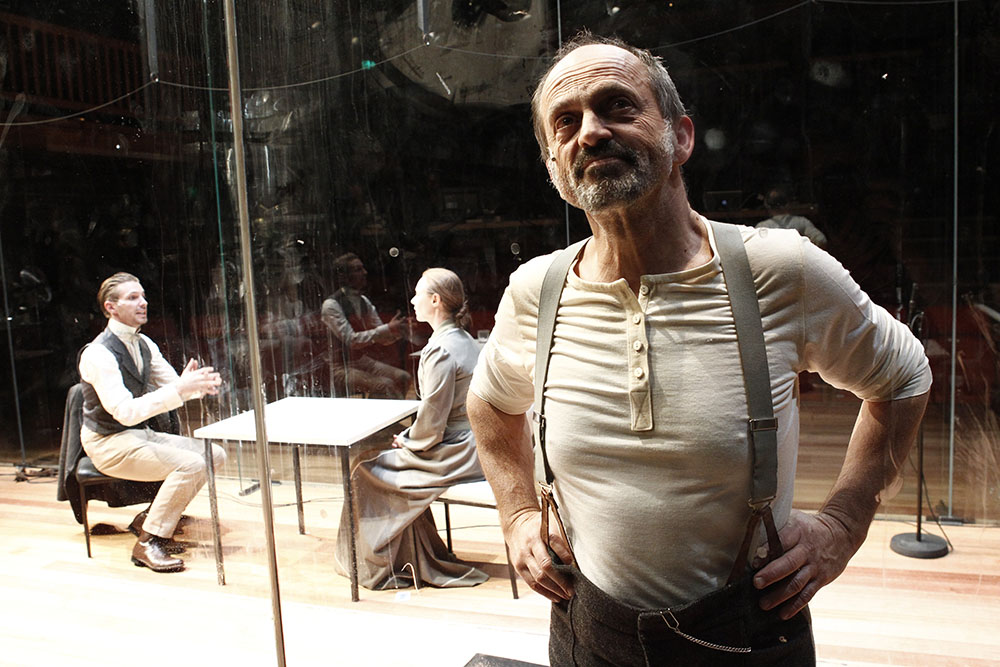 Production still for "Dance of Death". L-R: David Paterson as Kurt, Belinda McClory as Alice, Jacek Koman as Edgar. Photographer: Jeff Busby