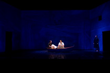 Production still for "Cloudstreet". L-R: Brenna Harding, Guy Simon, Ebony McGuire. Photographer: Pia Johnson