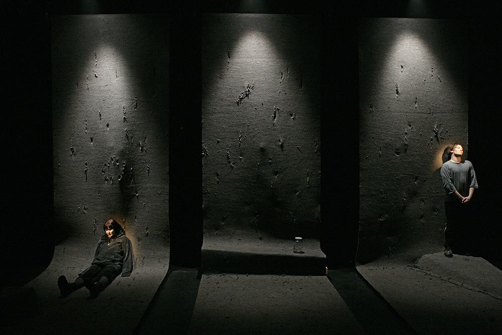 Production still for "Moth". L-R: Sarah Ogden as Claryssa, Dylan Young as Sebastian. Photographer: Jeff Busby