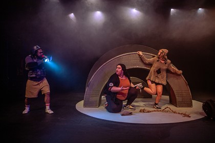 Production still for the 2023 Season of 'Atlantis'. In photo: John Marc Desengano, Chanella Macri, Kira Samu. Photographer: Tamarah Scott