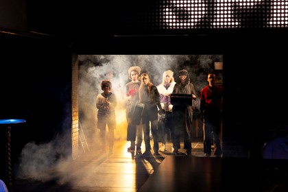Production photography from The Orchard / Photographer: Pia Johnson / Featuring: Dominic Weintraub and audience volunteers