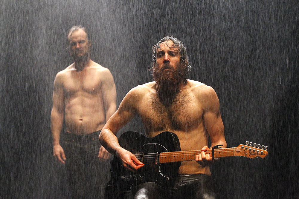 Production still for "Baal". L-R: Oscar Redding, Thomas M Wright. Photographer: Jeff Busby