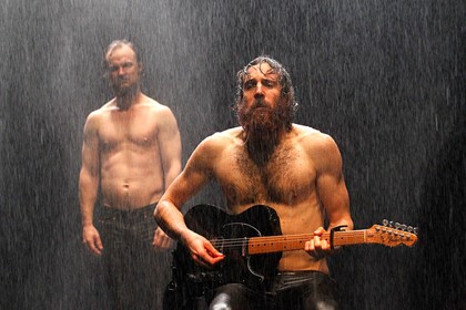 Production still for "Baal". L-R: Oscar Redding, Thomas M Wright. Photographer: Jeff Busby