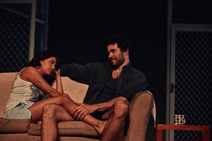 Production still for "Brothers Wreck". L-R: Leonie Whyman, Nelson Baker. Photographer: Tim Grey