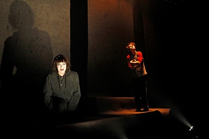Production still for the return season of "Moth". L-R: Sarah Ogden as Claryssa, Thomas Conroy as Sebastian. Photographer: Jeff Busby