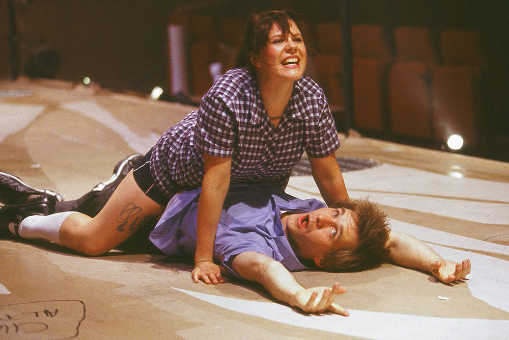 Production Still for "Falling Petals" L-R: Melia Naughton as Sally, Paul Reichstein as Phil. Photographer: Jeff Busby