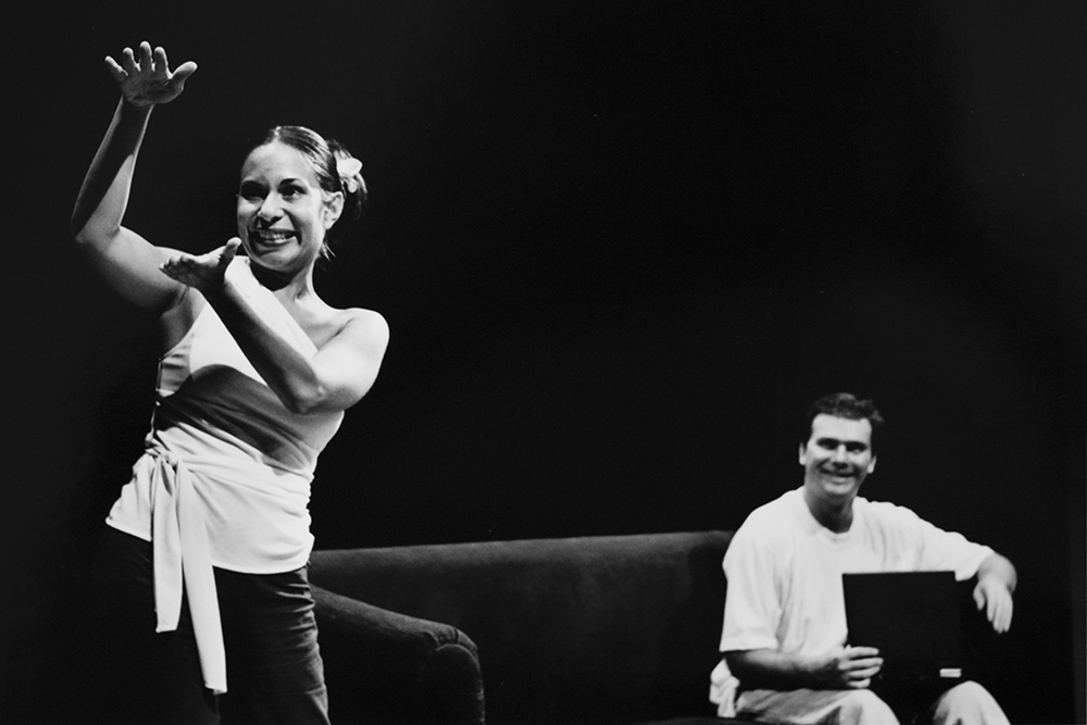 Production still for "Casting Doubts". L-R: Tammy Clarkson as Linda, Bruce Morgan as Mick. Photographer: Rachell Roberts