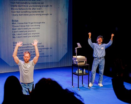 Production Photography from Homo Pentecostus (2024). Photographer: Gianna Rizzo. In photograph: Joel Bray and Peter Paltos.