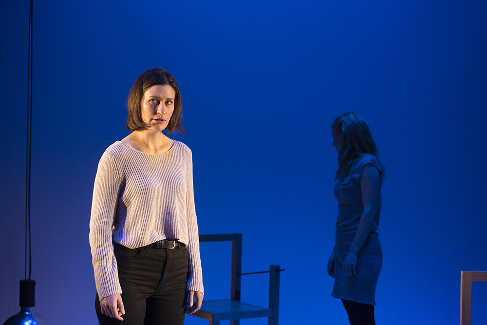 Production still for "They Saw a Thylacine". L-R: Sarah Hamilton, Justine Campbell. Photographer: Pia Johnson