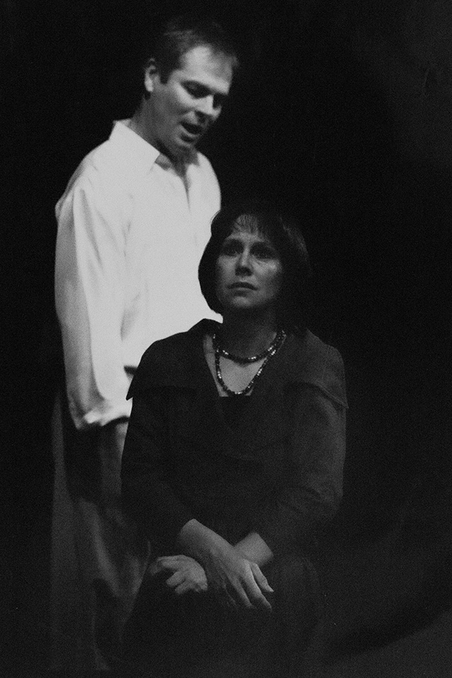 Production still for "Sex Diary of an Infidel". L-R: Gary Day as Max, Celia de Burgh as Jean. Photographer: Jeff Busby