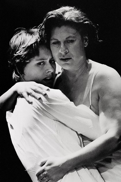 Production still for "The Glass Mermaid". L-R: Alice Garner as Cassandra, Cathy Downes as Sara. Photographer: Jeff Busby