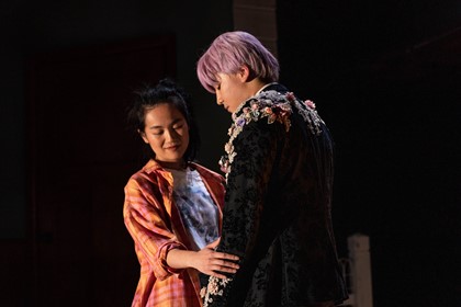 Production still for the 2022 Season of 'K-BOX'. L-R: Susanna Qian, Jeffrey Liu. Photographer: Phoebe Powell