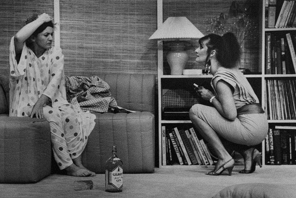 Production still for "The Butterflies of Kalimantan". L-R: Sue Jones as Kathy, Marilyn Rodgers as Sal. Photographer: Vikki Driscoll