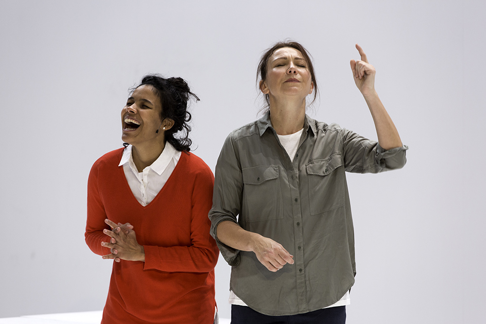 Production still for "Love and Information". L-R: Zahra Newman, Anita Hegh. Photographer: Pia Johnson