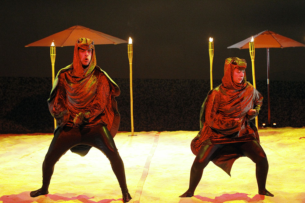 Production still for "Timeshare". L-R: Fayssal Bazzi, Brigid Gallacher. Photographer: Jeff Busby