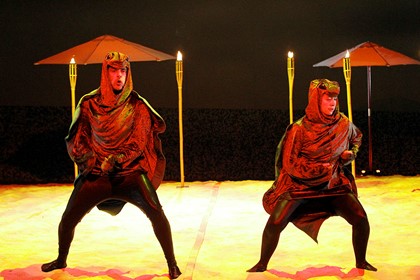 Production still for "Timeshare". L-R: Fayssal Bazzi, Brigid Gallacher. Photographer: Jeff Busby