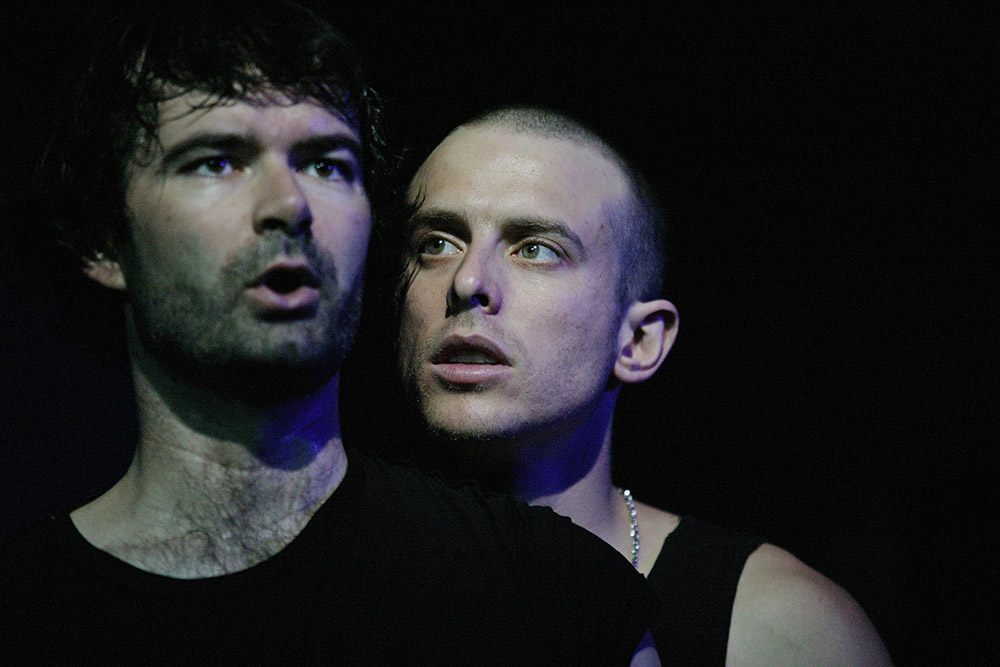 Production still for "OT: Chronicles of the Old Testament". L-R: Phillip McInnes, Luke Ryan. Photographer: Jeff Busby