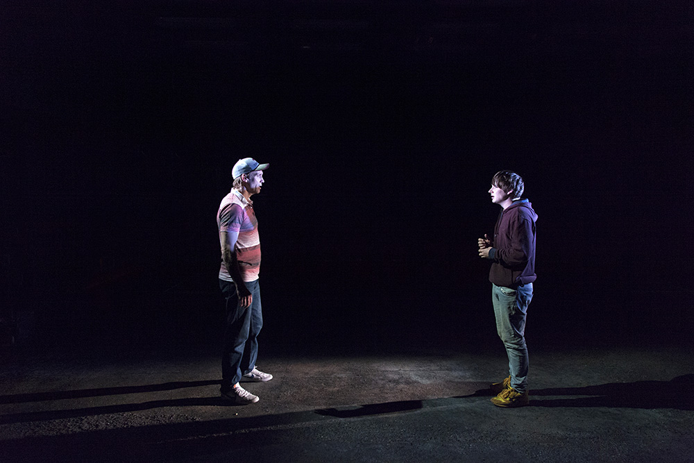 Production still for "Ugly Mugs". L-R: Steve Le Marquand, Harry Borland. Photographer: Pia Johnson