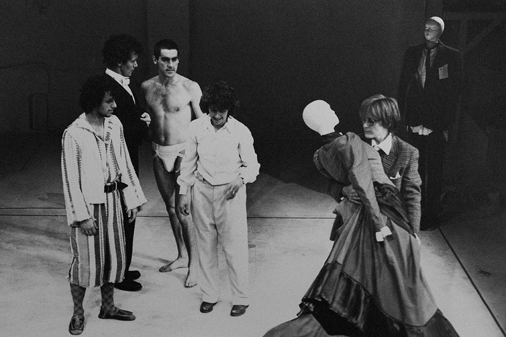 Production still for "A Whip Round for Percy Grainger". L-R: Alan Knoepfler, David Cameron, Tony Mack, Monica Maughan, Margaret Cameron. Photographer: Unknown