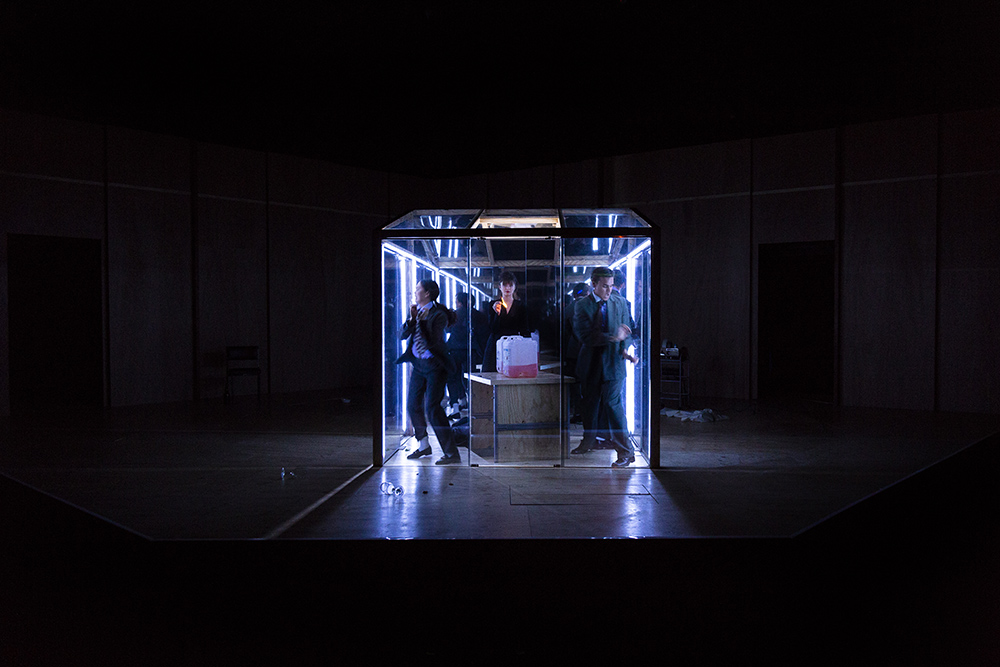 Production still for "Bliss". L-R: Charlotte Nicdao, Amber McMahon, Will McDonald. Photographer: Pia Johnson