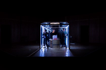 Production still for "Bliss". L-R: Charlotte Nicdao, Amber McMahon, Will McDonald. Photographer: Pia Johnson