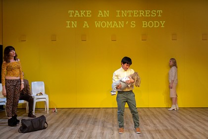 Production still for "The Temple". L-R: Mish Grigor, Marcus McKenzie, Aljin Abella, Genevieve Giuffre. Photographer: Pia Johnson