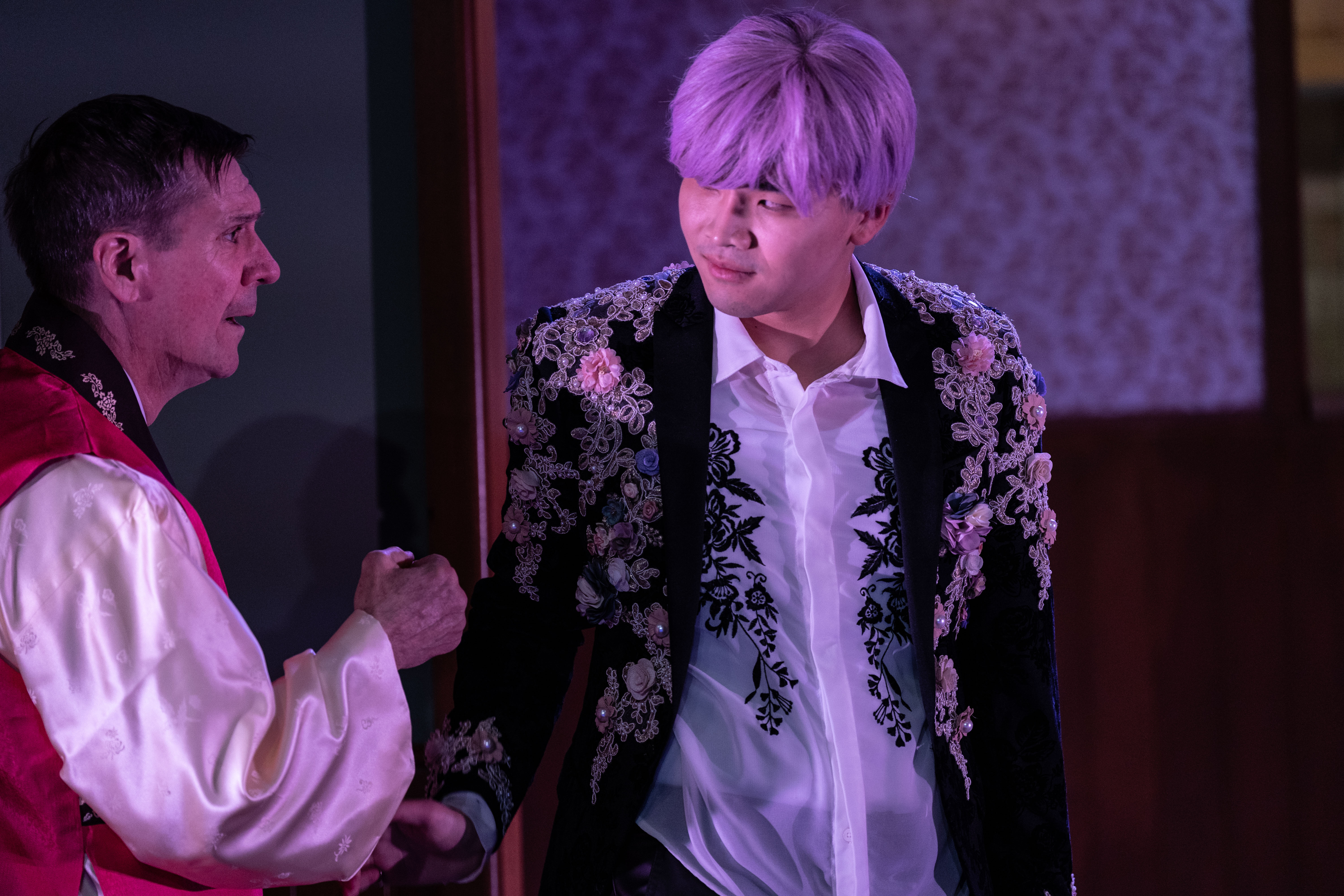 Production still for the 2022 Season of 'K-BOX'. L-R: Syd Brisbane, Jeffrey Liu. Photographer: Phoebe Powell