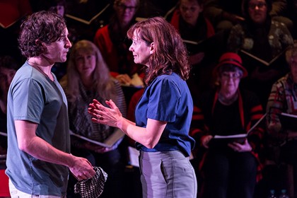 Production still for "The Events". L-R (front): Johnny Carr as The Boy, Catherine McClements as Claire. Photographer: Pia Johnson