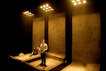 Production still for "Moth". L-R: Sarah Ogden as Claryssa, Dylan Young as Sebastian. Photographer: Jeff Busby