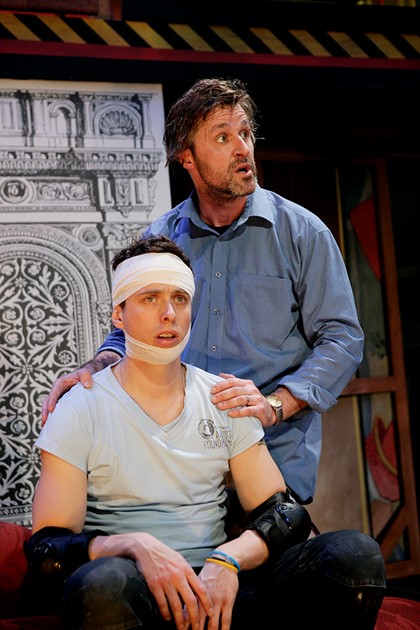 Production still for "A Commercial Farce". L-R: Luke Ryan, Peter Houghton. Photographer: Jeff Busby