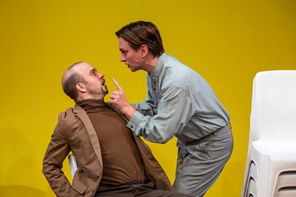 Production still for "The Temple". L-R: Marcus McKenzie, Ash Flanders. Photographer: Pia Johnson