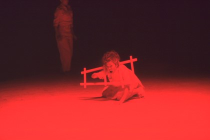 Production still for "Meat Party". Yumi Umiumare as Crone. Photographer: Jeff Busby