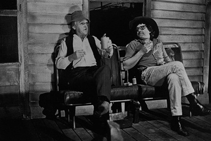 Production still for "More Bullsh". L-R: Frederick Parslow as Pricky Reed, John Wood as Sandy Doyle. Photographer: Jeff Busby