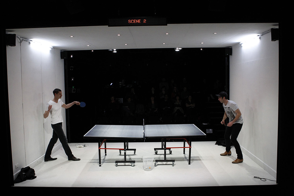 Production still for "Thyestes". L-R: Thomas Henning, Mark Leonard Winter. Photographer: Jeff Busby