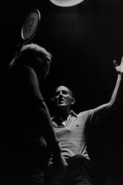 Production still for "Ball Boys". L-R: Malcolm Robertson as One-Eye, Cliff Ellen as Rupert. Photographer: Jeff Busby