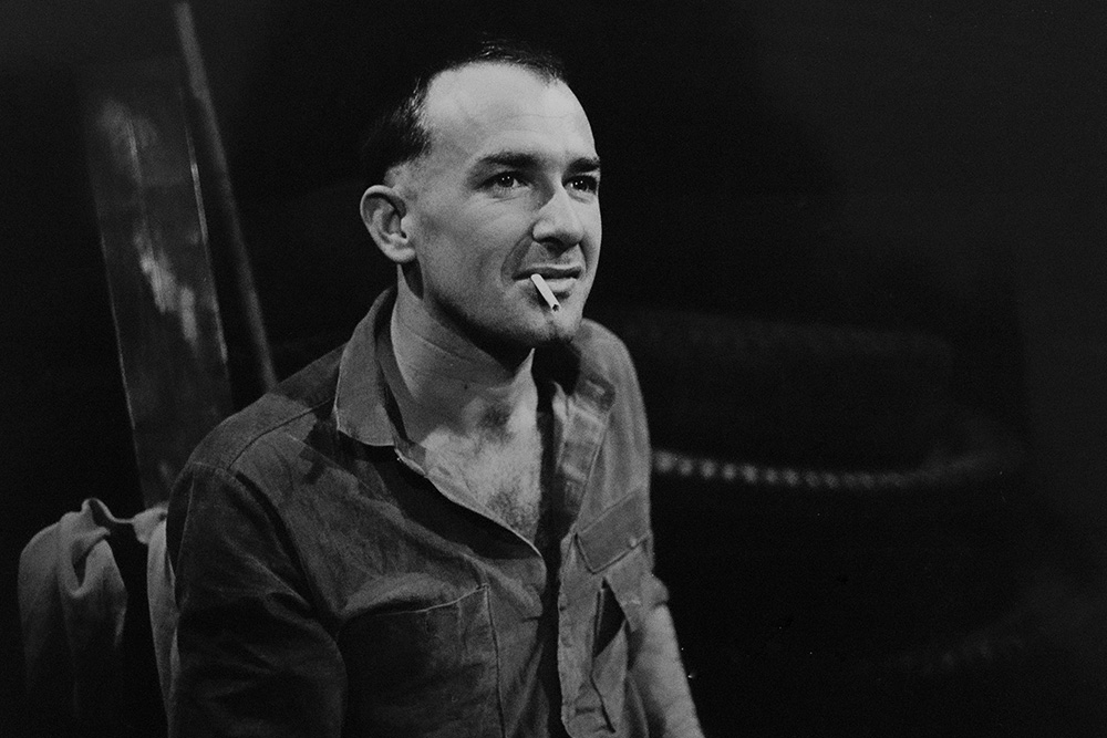 Production still for "A Manual of Trench Warfare". Howard Stanley as Barry Moon. Photographer: Jeff Busby