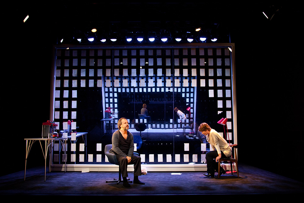 Production still for "Wild Surmise". L-R: Humphrey Bower as Daniel, Jane Montgomery Griffiths as Alex. Photographer: Pia Johnson