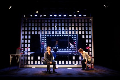 Production still for "Wild Surmise". L-R: Humphrey Bower as Daniel, Jane Montgomery Griffiths as Alex. Photographer: Pia Johnson