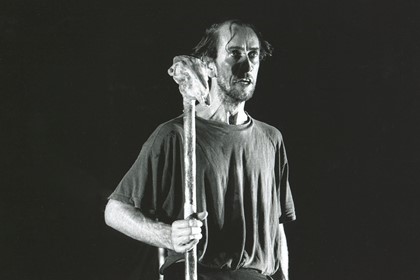 Publicity still for "The Chronicle of Macbeth". Matthew Crosby in training. Photographer: Reimund Zunde