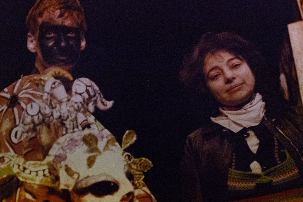 Publicity still for "Medea". L-R: Robbie McGregor (Medea) with designer Mirka Mora. Photographer: Jeff Busby