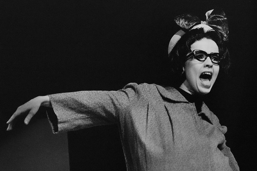 Production still for "Mary Lives!" Maryanne Fahey as Mary Hardy. Photographer: Jeff Busby