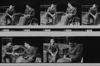 Part of contact sheet from photo shoot for "Not About Heroes". L-R: Alan Knoepfler as Wilfred Owen, Carrillo Gantner as Siegfried Sassoon. Photographer: David B. Simmond