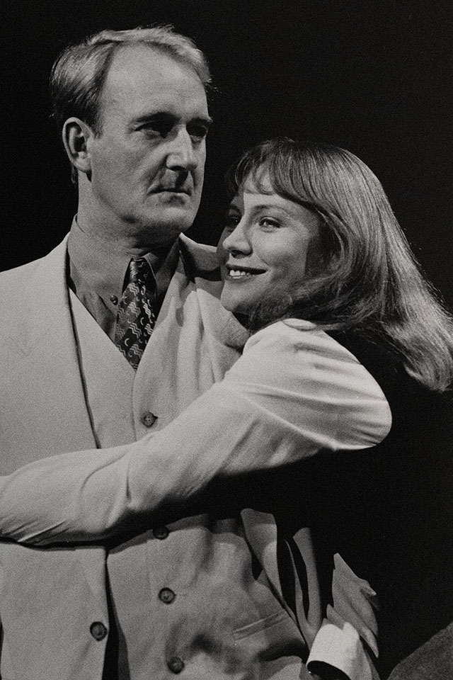 Production still for "The Glass Mermaid". L-R: William Gluth as Julian, Nikki Coghill as Kristin. Photographer: Jeff Busby