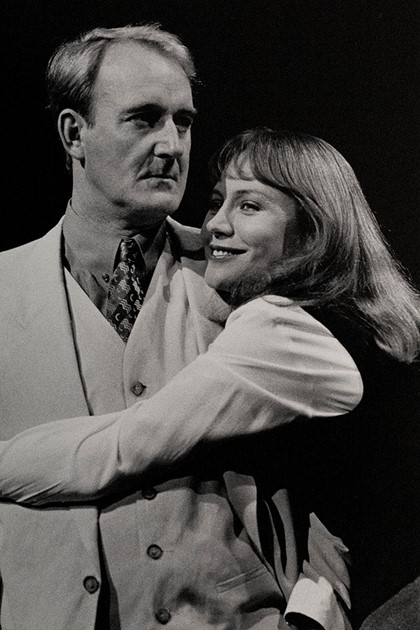 Production still for "The Glass Mermaid". L-R: William Gluth as Julian, Nikki Coghill as Kristin. Photographer: Jeff Busby