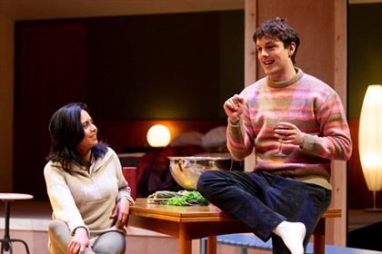 Production still for the 2023 season of 'This is Living.' In photo: Michelle Perera and Will King. Photographer: Kristin Gehradte 