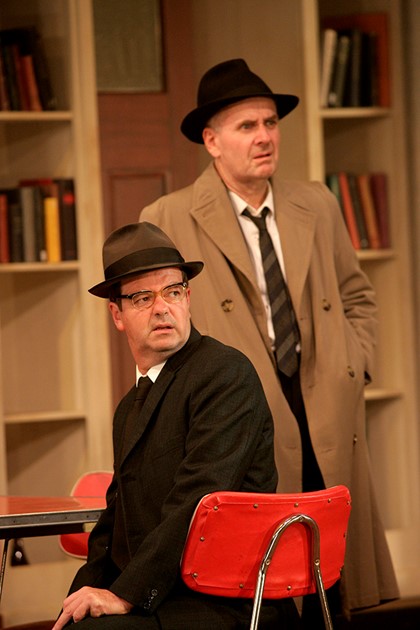 Production still for "The Spook". L-R: Kevin Harrington, Denis Moore. Photographer: Jeff Busby